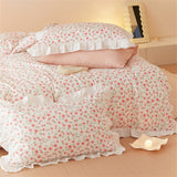 Korean Princess Style Lotus Leaf Lace Pillowcase 100% Cotton Plant Floral Cushion Cover Bed Head Pillow Cover Home Deco