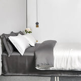 Natural Silk Bedding Set Luxury Quilt Cover Set Soft Duvet Cover Flat Sheet Pillowcases Queen King Size Duvet Cover Set