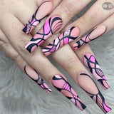 24pcs/set Press On False Nails Cute Nail Art Wearable Fake Nails Heart Tips With Glue and Sticker With Wearing Tools As Gift