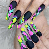 24pcs/set Press On False Nails Cute Nail Art Wearable Fake Nails Heart Tips With Glue and Sticker With Wearing Tools As Gift