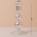 Luxury Iridescent Candle Holders Decor for Table Nordic Rainbow Vase Flower Home Decoration Glass Candlestick Wedding Centerpiec