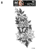 Sexy Black Flower Temporary Tattoos For Women Thigh Men Fake Moon Rose Compass Fake Tatoos Forearm Arm Sleeve Tattoo Stickers