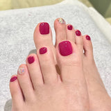 24Pcs False Toes Nails French Square Nude Color Nature Fake Toe Nails Feet Nail Tips Artificial Press On Toenails for Women
