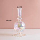 Luxury Iridescent Candle Holders Decor for Table Nordic Rainbow Vase Flower Home Decoration Glass Candlestick Wedding Centerpiec