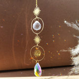 Crystal Sun and Moon Crystals Prism Rainbow Sun Catcher Garden Decoration Hanging Sundrop Window Patio Ornament