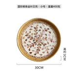 Handwoven Rattan Tray Bread Woven Storage Baskets Fruit Cake Snacks Round Picnic Basket Dinner Serving Trays Kitchen Supplies