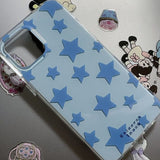 Retro Harajuku Blue Star Phone Case Korean Charm iPhone 14 13 12 11 Pro XS Max X XR Punk Sweet INS Y2K Shockproof Soft Case