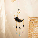 Crystal Moon Amethyst Rainbow Suncatcher Hanging Crystals Stone Sun Catcher Light Catcher Xmas Window Garden Ornaments Outdoor