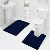 2PCS Bathroom Rug Set Non-Slip Absorbent Shower Pad Soft Memory Foam U-Shaped Toilet Carpet And Rectangle Floor Bath Mat