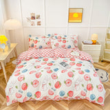 Strawberry Bedding Set Double Sheet Soft 3/4pcs Bed Sheet Set Duvet Cover Queen King Size Comforter Sets For Home For Child