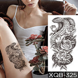 Waterproof Temporary Tattoo Sticker Black Dragon Snake Totem Peony Rose Flower Flash Tatto Women Men Arm Body Art Fake Tattoos