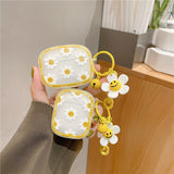 Fundas for AirPods Pro Case Korean Flower Cute Daisy Pendant Keyring Headphone Case for Air Pods 12 3 Soft Earphone Cover