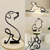 Dog Art Sculpture Metal Dog Room Decor Abstract Minimalist Art Iron Figurines Office Desktop Accessories For Home Decorations