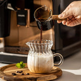 75-500ml Stripe Milk Jug Heat-resistantn Glass Cup With Handle Coffee Milk Tea Separator Fair Cup Home Cafe Drinkware Gift