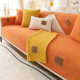 Winter Wool Fleece Sofa Cover Plush Cushions Thicken Warm Non-Slip Sofa Cover Solid Color Living Room Sofa Protection Cover