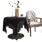 Cotton Crochet Tablecloth Rectangle Black Hollow Handmade Vintage Lace Table Cloth Cover Towel For Home Decor lace tablecloth