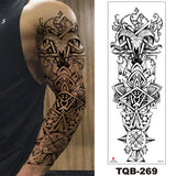 Full Arm Temporary Tattoo Wolf Lion Fish Horns Geometric Man  Body Leg Rose Flower Phoenix Waterproof Sticker Cool Women Tatoo