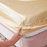 Washable satin rayon fitted sheet elastic mattress cover summer bedspread single double bed linens 2 people bedsheet 150