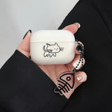 Cartoon Cat Lovers Matte Protective Case For AirPods 1/2/3 Soft TPU Cute Cover for AirPods Pro 2 Bluetooth Earphone Case Keyring