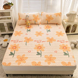 Flowers Latex Summer Mat Kit Cooling Feel Bed Pad and Pillowcase Cold Sleeping Bed Mat for Summer Breathable Folding Cool Mat