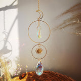 Crystal Sun and Moon Crystals Prism Rainbow Sun Catcher Garden Decoration Hanging Sundrop Window Patio Ornament