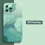 Oil Painting Flower Matte Silicone Phone Case For iPhone 14 13 12 11 Pro Max XR XS X 7 8 Plus SE Mini Shockproof Soft Cover