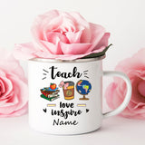 Personalized Custom Name Enamel Mug Creative Retro Coffee Water Cups Drink Dessert Milk Cup Mugs Handle Drinkware Teacher Gifts