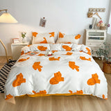 Soft Bedding Set Nordic  Washed Cotton Linen Duvet Cover  Plant Pattern Home Textile Queen King Cover Pillowcase Bed
