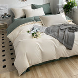 heart four-piece Brushed Washed Cotton Green Bed Set Flat Sheet Pillowcase Quilt Cover Bed Linen Flower Duvet Covers