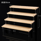 1-5 Tier Acrylic Wooden Display Stand Ransparent Ladder Shelf Hand-made Figure Toy Animation Car Model Perfume Storage Rack