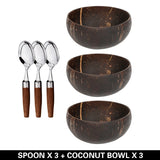 Natural Coconut Bowl Wooden Handmade Coconut Bowls for Eating Tableware with Spoon Dessert Fruit Salad Mixing Rice 12-15cm