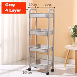 4 3-Tier Plastic Rolling Utility Cart Multi-Functional Storage Trolley for Bedroom Kitchen Movable Storage Organizer with Wheels