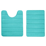 2PCS Bathroom Rug Set Non-Slip Absorbent Shower Pad Soft Memory Foam U-Shaped Toilet Carpet And Rectangle Floor Bath Mat