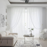 White Curtains Modern Solid Color Sheer Curtains for Living Room Bedroom Balcony Transparent Window Blinds Wedding Decor