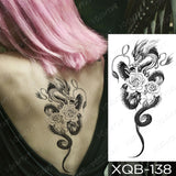 Waterproof Temporary Tattoo Sticker Black Dragon Snake Totem Peony Rose Flower Flash Tatto Women Men Arm Body Art Fake Tattoos