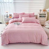 Soft Bedding Set Nordic  Washed Cotton Linen Duvet Cover  Plant Pattern Home Textile Queen King Cover Pillowcase Bed