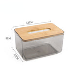 Nordic Minimalist Wooden Tissue Box Cover Holder Organizer Modern Desktop Transparent Rectangular Bamboo Facial Tissue Dispenser