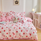 Cotton Home Textile Rose Floral Bedding Set Boy Girl Duvet Cover Flat Sheet Pillowcase Aesthetic Bedcloth Double Queen Bed Linen