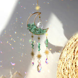 Crystal Moon Amethyst Rainbow Suncatcher Hanging Crystals Stone Sun Catcher Light Catcher Xmas Window Garden Ornaments Outdoor