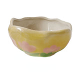 Creative hand pinched irregular ceramic bowl ins style girl heart lovely dessert yogurt bowl breakfast oatmeal bird's nest bowl