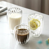 Stripe Double Wall High Borosilicate Glass Mug Heat Resistant Tea Milk Juice Coffee Water Cup Whisky Espresso Coffee