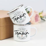 French Printed Enamel Mugs Bachelorette Party Coffee Wine Mug Bridesmaid   Best Man Cup Engagement Wedding Gifts for Witness