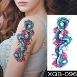 Waterproof Temporary Tattoo Sticker Black Dragon Snake Totem Peony Rose Flower Flash Tatto Women Men Arm Body Art Fake Tattoos