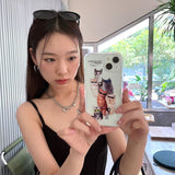 Cool Cat Sunglasses Phone Cases for IPhone 7 8 11 12 13 14 Pro Max X XS XR SE Transparent Soft Shell INS Cute Punk Y2K