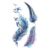 Small Waterproof Temporary Tattoo Sticker Colorful Feather Flower Leaves Planet Moon Women Body Art Wrist Neck Fake Tattoos Men