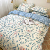 Cute Bear Bedding Set Girls Boys Kids Single Double Size Flat Sheet Duvet Cover Pillowcase Bed Linens White Blue Home Textile