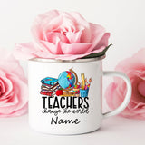 Personalized Custom Name Enamel Mug Creative Retro Coffee Water Cups Drink Dessert Milk Cup Mugs Handle Drinkware Teacher Gifts