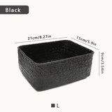 Handmade Woven Storage Box Straw Organizers Basket Rectangle Gadgets Toys Sundries Basket Container Home Bathroom Kitchen Case