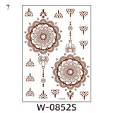 Henna Tattoo Brown Mehndi Stickers for Hand Temporary Tattoos Body Art Tatoo Waterproof for Women Fake Tatoo Hena Design