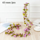 1pcs Artificial Flowers Vine 45pcs / 69pcs Rose DIY Wedding Decoration Fake Flower Home Room Decor Wall Hanging Garland Plants